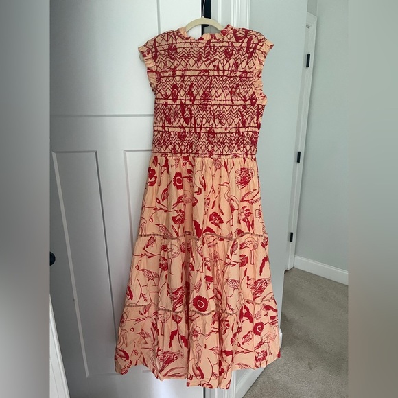 NWT Oliphant Maxi Sleeveless Smocked Dress Audubon Red - Picture 6 of 7